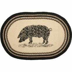 Promo β VHC Brands Sawyer Mill Charcoal Pig Jute Rug Oval W/ Pad 20x30 π