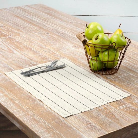 Best reviews of π₯ VHC Brands Farmhouse Tabletop Kitchen VHC Charley Placemat Set Of 6 Linen Striped - Placemat 12x18 Khaki / Cherry Red β¨