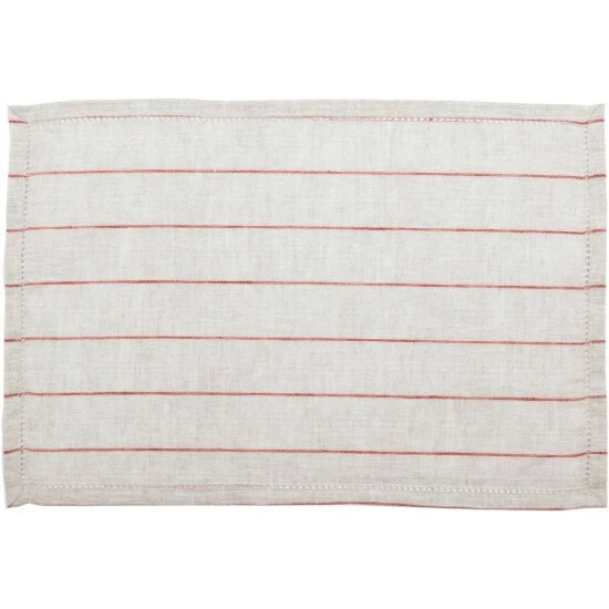 Best reviews of π₯ VHC Brands Farmhouse Tabletop Kitchen VHC Charley Placemat Set Of 6 Linen Striped - Placemat 12x18 Khaki / Cherry Red β¨ - Image 4