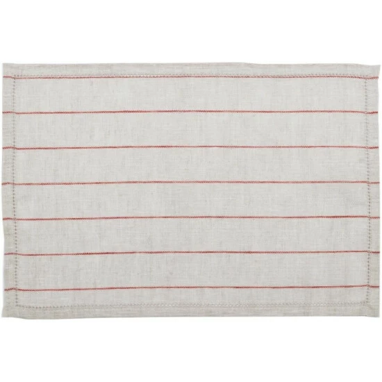 Best reviews of π₯ VHC Brands Farmhouse Tabletop Kitchen VHC Charley Placemat Set Of 6 Linen Striped - Placemat 12x18 Khaki / Cherry Red β¨ - Image 7