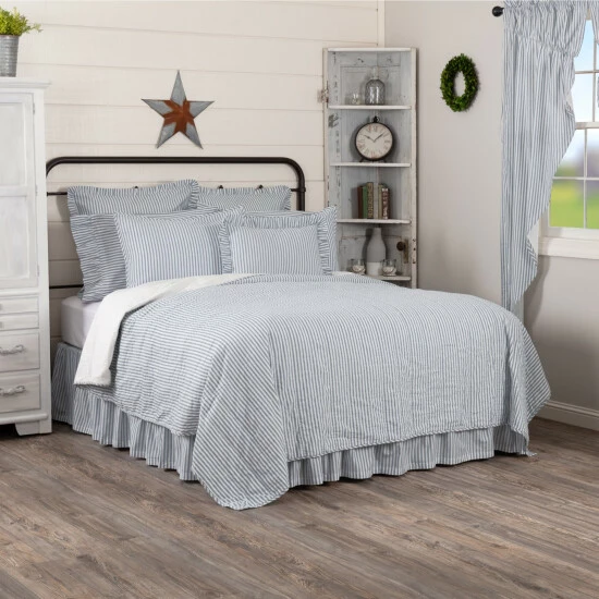 Best Pirce π₯ VHC Brands Sawyer Mill Ticking Stripe Quilted Coverlet Country Red/dark Tan β - Image 4