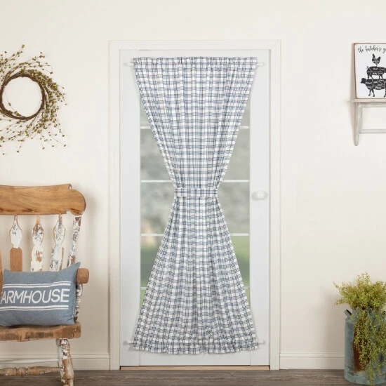 Discount π VHC Brands Sawyer Mill Plaid Door Panel - Door Panel 72x40 Denim Blue/soft White π― - Image 3