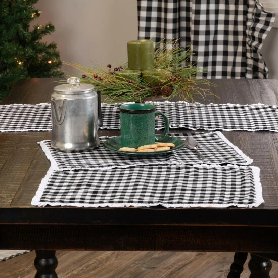 New π₯° VHC Brands Emmie Placemat Set - Placemat 12x18 Farmhouse Black/bright White π€©
