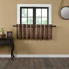 Discount 🎁 VHC Brands Tan Primitive Kitchen Curtains VHC Crosswoods Tier Pair Rod Pocket Cotton Plaid 🥰