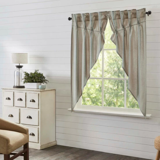 Best reviews of π VHC Brands Grain Sack Blue Prairie Short Panel Set Of 2 63x36x18 π