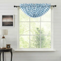 Discount β€οΈ VHC Brands Annie Buffalo Blue Check Balloon Valance 15x60 - S β¨