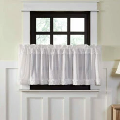 Hot Sale π VHC Brands White Ruffled Sheer Tier Set Of 2 βοΈ