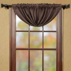 Promo π VHC Brands Farmhouse Kitchen Curtains VHC Burlap Chocolate Balloon Valance Rod Pocket Cotton Solid Color Cotton Burlap π―