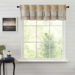 Outlet π₯ VHC Brands Kaila Ticking Gold Ruffled Valance 16x60 π₯°