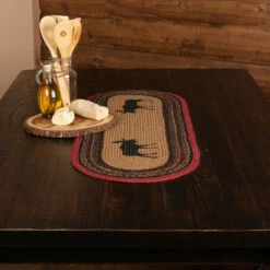 Best deal ⌛ VHC Brands Cumberland Moose Stenciled Jute Runner Natural/chili Pepper Red/caviar 🎁