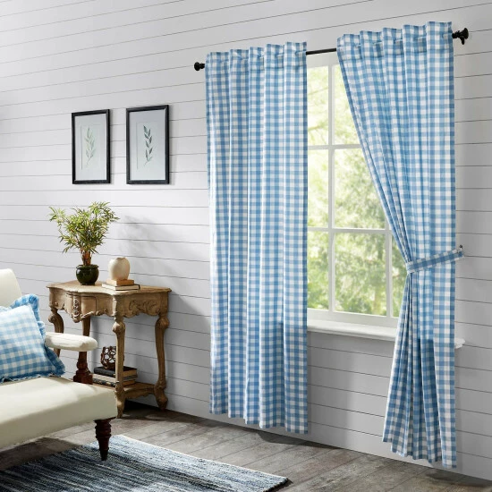 Wholesale π VHC Brands Annie Buffalo Blue Check Panel Set Of 2 84x40 - XL π§¨