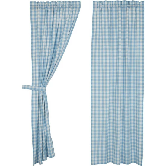 Wholesale π VHC Brands Annie Buffalo Blue Check Panel Set Of 2 84x40 - XL 𧨠- Image 2