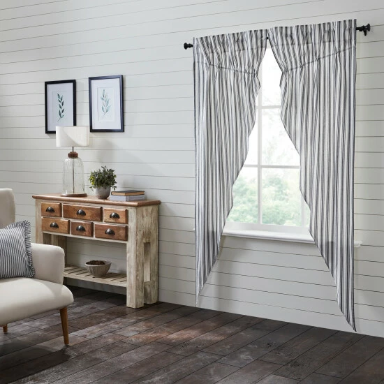 Flash Sale π― VHC Brands Sawyer Mill Black Ticking Stripe Prairie Long Panel Set Of 2 84x36x18 β