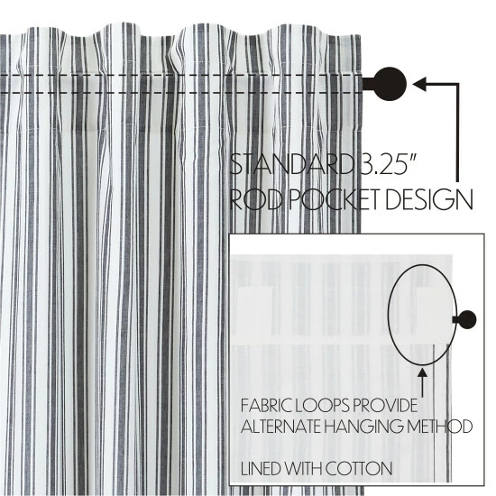 Flash Sale π― VHC Brands Sawyer Mill Black Ticking Stripe Prairie Long Panel Set Of 2 84x36x18 β - Image 2