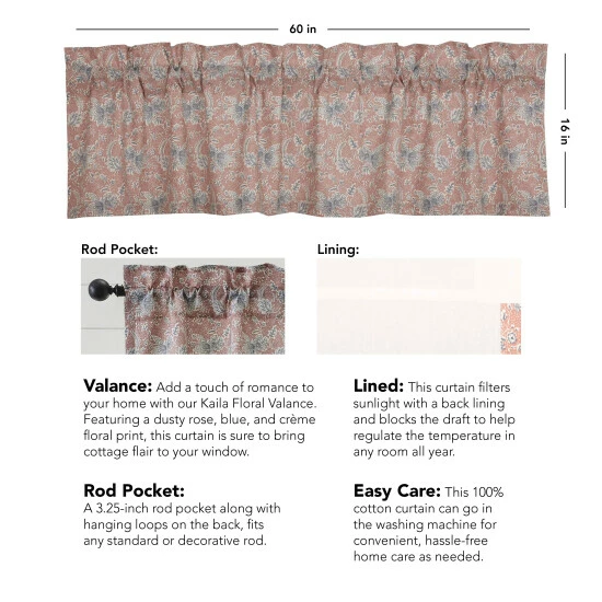 Best Pirce π VHC Brands Kaila Floral Valance 16x60 β - Image 3