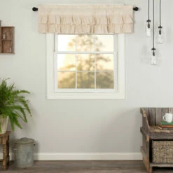 Hot Sale 👏 VHC Brands Simple Life Flax Ruffled Valance Light Creme ⭐