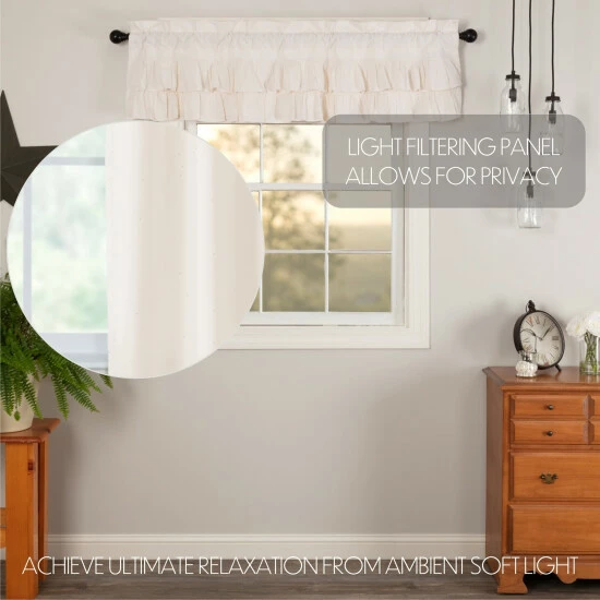 Hot Sale π VHC Brands Simple Life Flax Ruffled Valance Light Creme β - Image 2