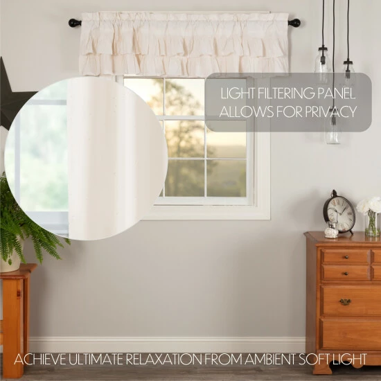 Hot Sale π VHC Brands Simple Life Flax Ruffled Valance Light Creme β - Image 3