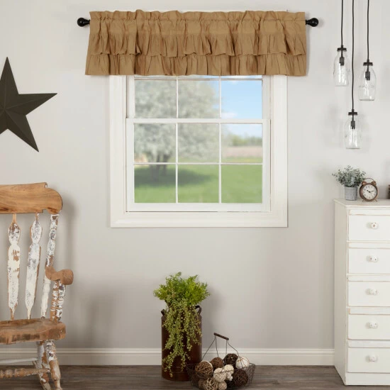 Hot Sale π VHC Brands Simple Life Flax Ruffled Valance Light Creme β - Image 4