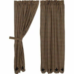 Cheap ⌛ VHC Brands Primitive Curtains VHC Star Panel Pair Rod Pocket Cotton Star Appliqued - 63x36 Raven 😀