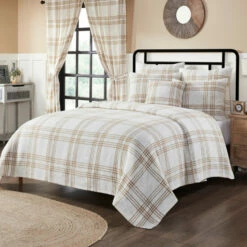 Flash Sale βοΈ VHC Brands Wheat Plaid Twin Coverlet 70x90 π