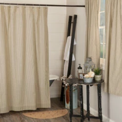 Best deal 🌟 VHC Brands Sawyer Mill Charcoal Ticking Stripe Shower Curtain 72x72 🛒