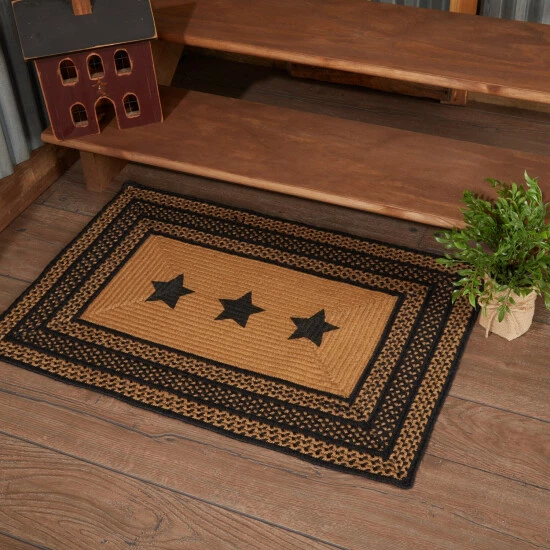 Deals π VHC Brands Farmhouse Jute Rug Rect Stencil Stars W/ Pad 24x36 - 2' X 3' π - Image 2