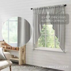 Promo β VHC Brands Burlap Dove Grey Prairie Short Panel Set Of 2 63x36x18 π