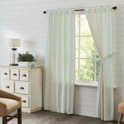 Discount π₯° VHC Brands Grain Sack Aqua Panel Set Of 2 84x40 β