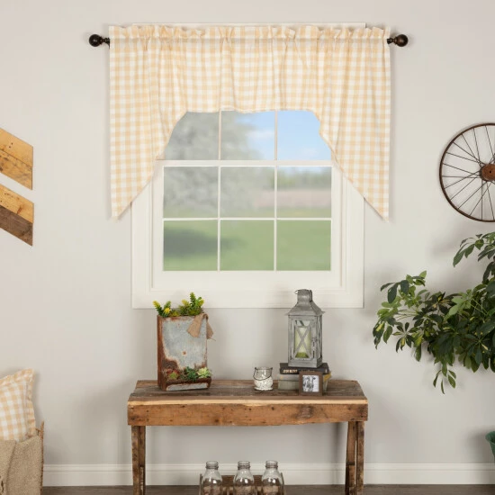 Brand new π VHC Brands Annie Buffalo Check Swag Set - Swag 36x36x16 - Swag 36x36x16 Country Red/antique Creme β - Image 2