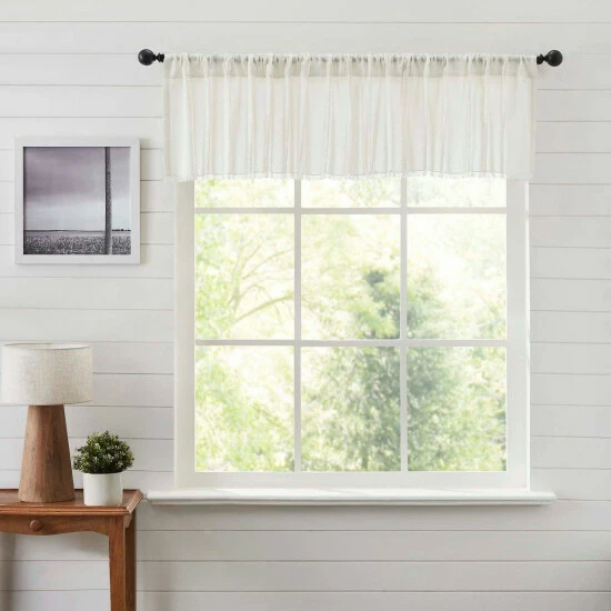 New π VHC Brands Tobacco Cloth Antique White Patchwork Valance 16x90 π - Image 2