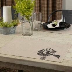 Promo 𧨠VHC Brands Sawyer Mill Charcoal Windmill Placemat Set Of 6 12x18 - Placemat 12x18 π§¨