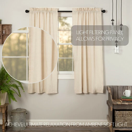 Flash Sale β€οΈ VHC Brands Simple Life Flax Short Panel Set - Short Panel 63x36 - Short Panel 63x36 Natural Creme π - Image 2