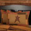 New 🔥 VHC Brands Tan Primitive Bedding VHC Stratton Sham Cotton Star Appliqued 😉