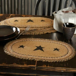 Best Pirce ❤️ VHC Brands Kettle Grove Jute Placemat Stencil Star Set Of 6 12x18 - Placemat 12x18 ⭐