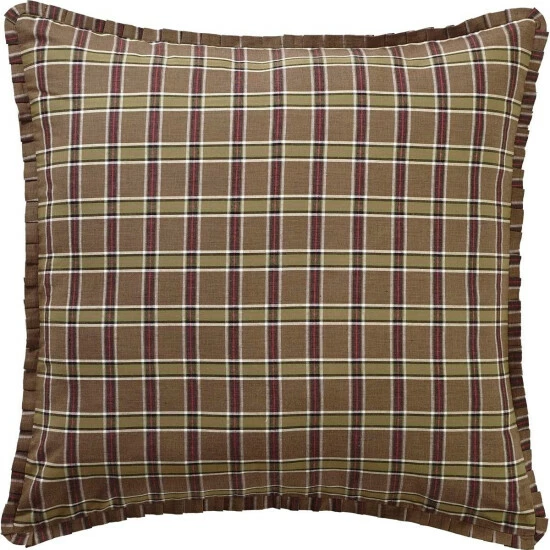 Flash Sale π― VHC Brands Tan Rustic Bedding VHC Wyatt Euro Sham Cotton Plaid π - Image 2