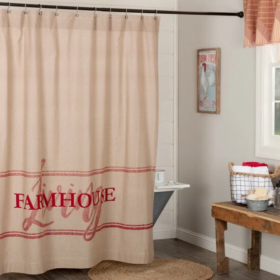 Deals π₯ VHC Brands Sawyer Mill Red Farmhouse Living Shower Curtain 72x72 π₯ - Image 2