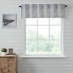 Hot Sale β¨ VHC Brands Sawyer Mill Black Ticking Stripe Valance 16x60 - M π