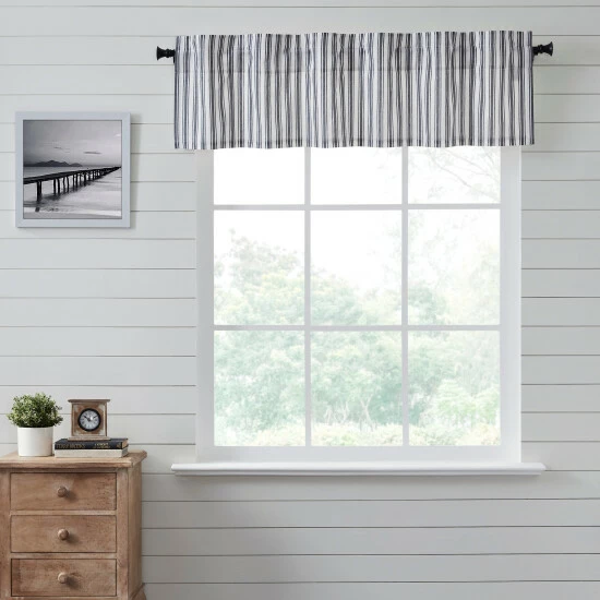 Hot Sale β¨ VHC Brands Sawyer Mill Black Ticking Stripe Valance 16x60 - M π