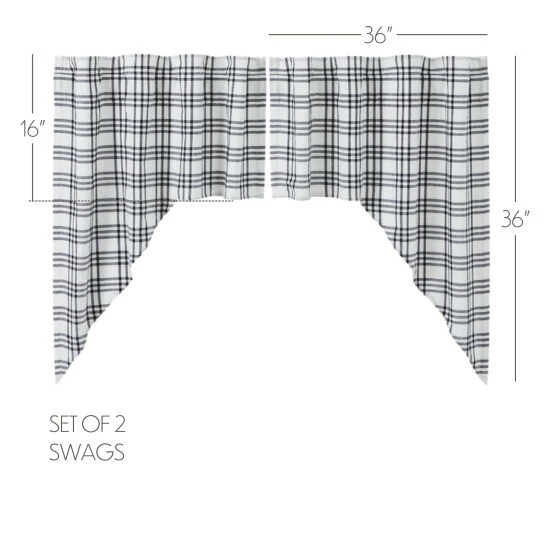 Best deal π VHC Brands Sawyer Mill Black Plaid Swag Set Of 2 36x36x16 π₯
