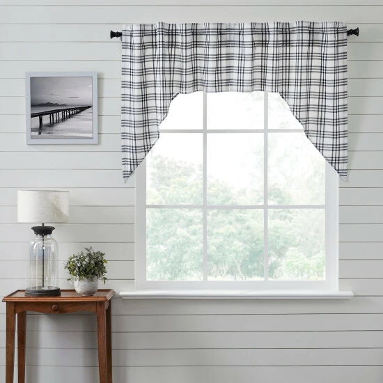 Best deal π VHC Brands Sawyer Mill Black Plaid Swag Set Of 2 36x36x16 π₯ - Image 4