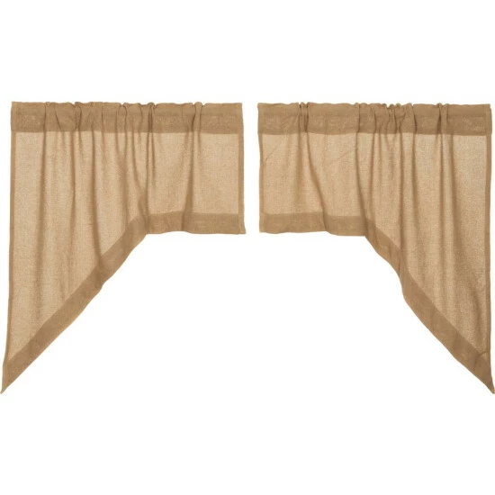Discount π VHC Brands Farmhouse Kitchen Curtains VHC Cotton Burlap Natural Swag Pair Rod Pocket Solid Color - Swag 36x36x16 - Swag 36x36x16 β€οΈ - Image 2