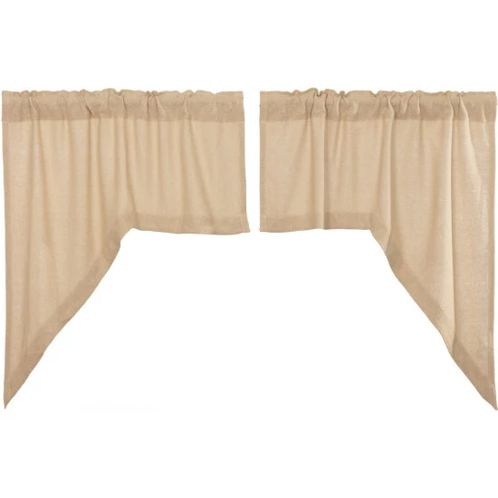 Discount π VHC Brands Farmhouse Kitchen Curtains VHC Cotton Burlap Natural Swag Pair Rod Pocket Solid Color - Swag 36x36x16 - Swag 36x36x16 β€οΈ - Image 6