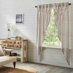 Promo 🤩 VHC Brands Annie Buffalo Portabella Check Prairie Long Panel Set Of 2 84x36x18 🌟