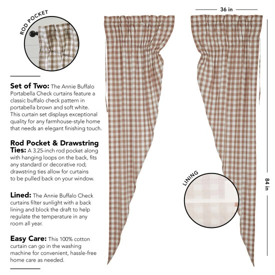 Promo π€© VHC Brands Annie Buffalo Portabella Check Prairie Long Panel Set Of 2 84x36x18 π - Image 2
