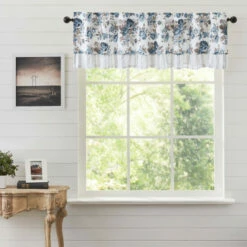 Best Sale β VHC Brands Annie Blue Floral Ruffled Valance 16x60 - L π