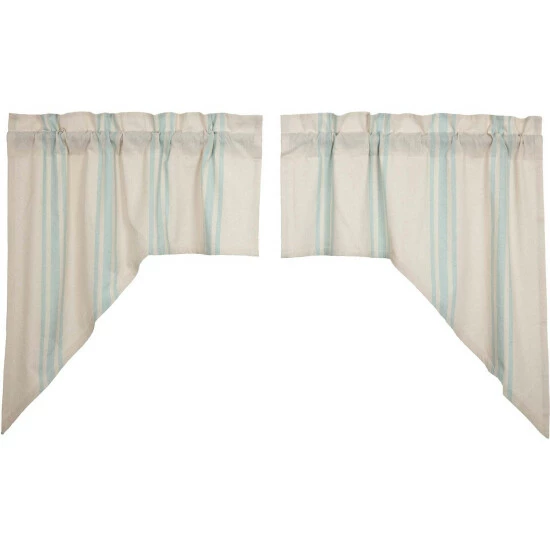 Hot Sale π VHC Brands Grain Sack Aqua Swag Set Of 2 36x36x16 π - Image 2