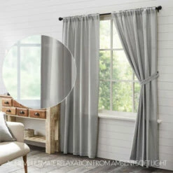 Flash Sale 👏 VHC Brands Burlap Dove Grey Panel Set Of 2 84x40 ⌛