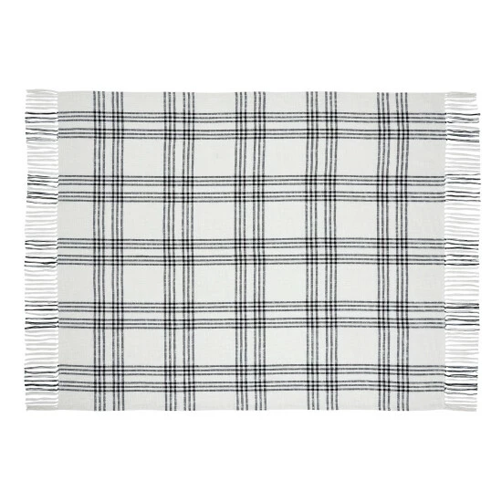 Best Pirce ⭐ VHC Brands Black Plaid Woven Throw 60x50 ✨ - Image 2