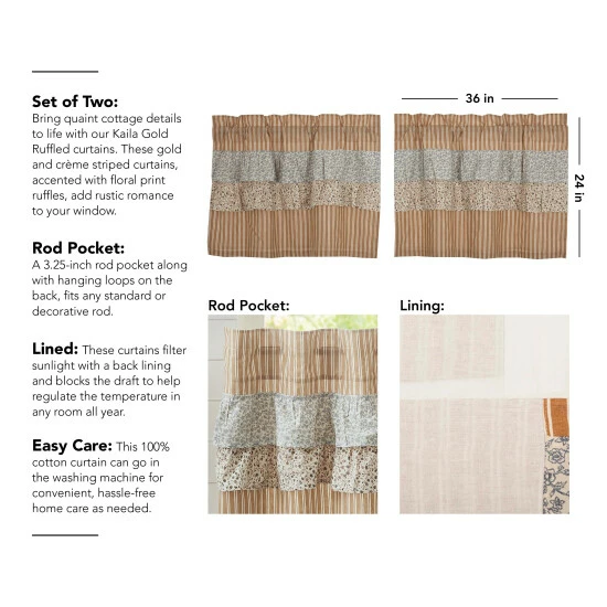 Best Sale β€οΈ VHC Brands Kaila Ticking Gold Ruffled Tier Set Of 2 L24xW36 π― - Image 3